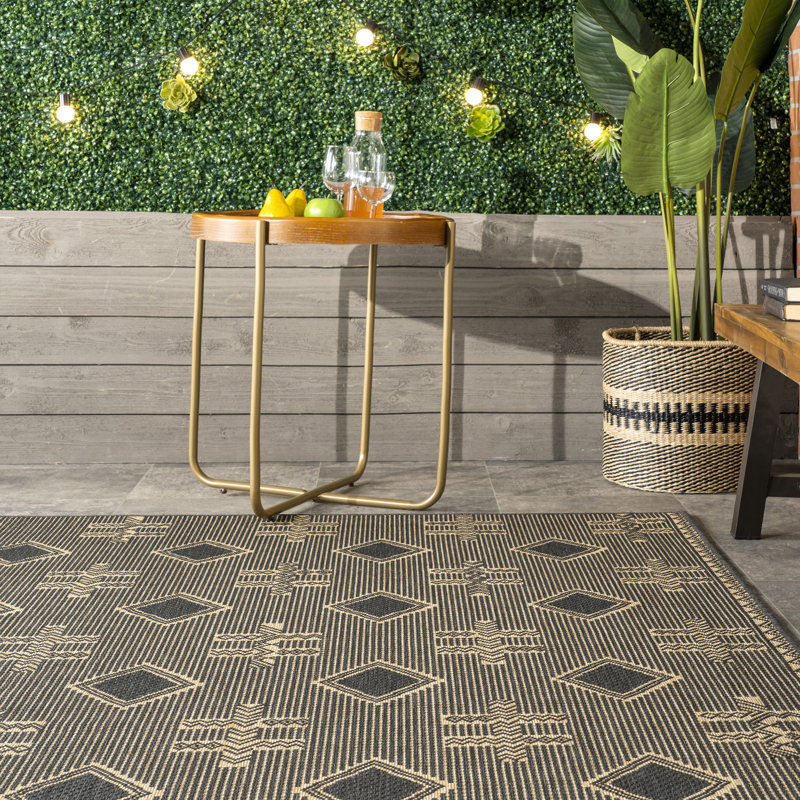 Steelside™ Lenny Machine Woven / Power Loomed Charcoal Indoor/Outdoor